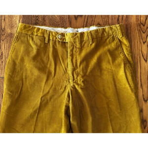 New & Lingwood Corduroy Pants Mens 36 X 30 Mustard Flat Front Trousers Old Money